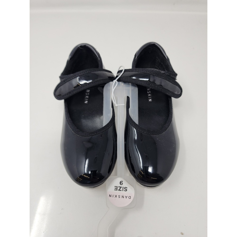 Danskin Girls Mary Jane Tap Shoes Black Faux Leather Dance Size 9